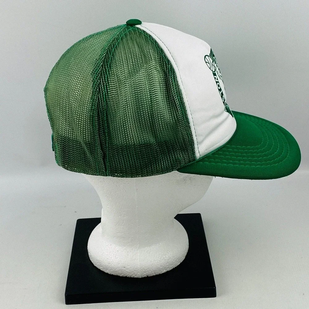 Vintage Boston Celtics Lucky Trucker Hat Snapback White Green‎ Mesh Adjustable